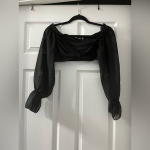 Twist tie long sleeve crop top